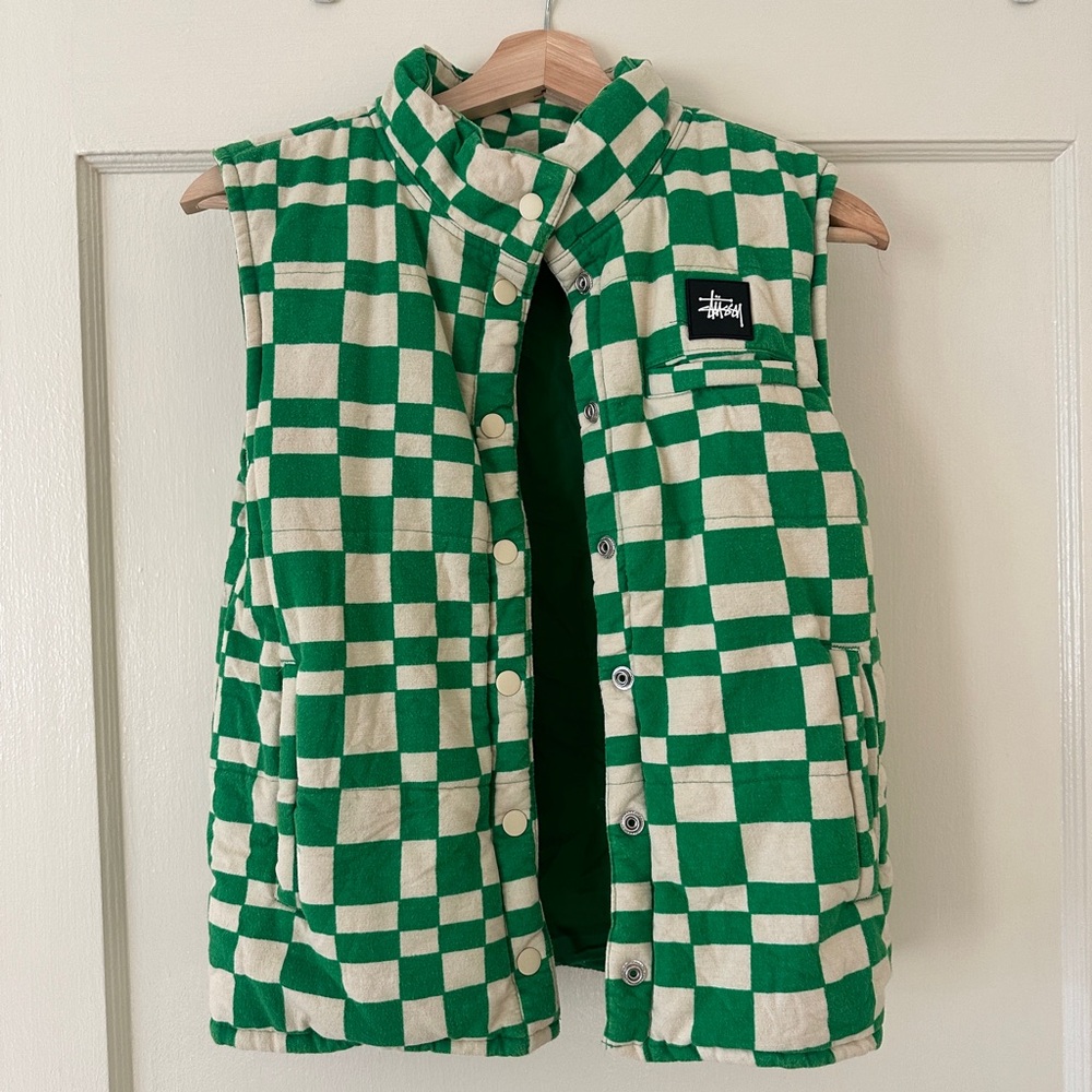 Stussy green plaid vest
